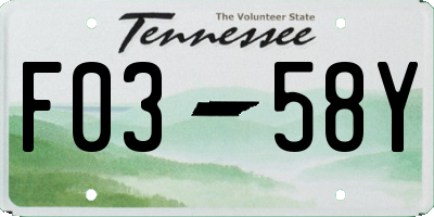 TN license plate F0358Y