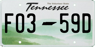 TN license plate F0359D