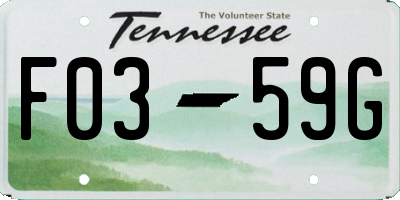 TN license plate F0359G