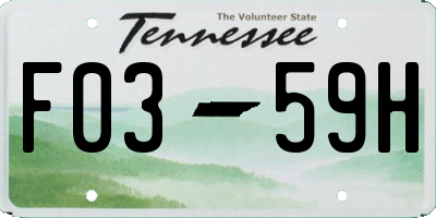 TN license plate F0359H