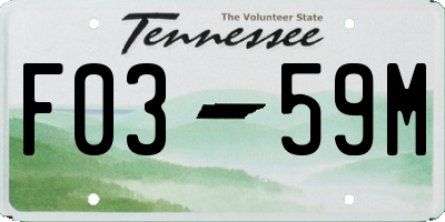 TN license plate F0359M