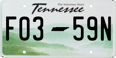 TN license plate F0359N