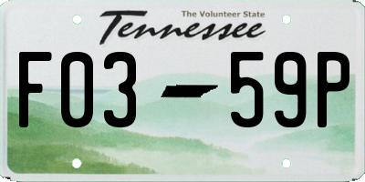 TN license plate F0359P