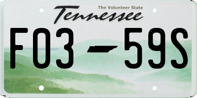 TN license plate F0359S