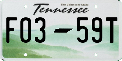 TN license plate F0359T