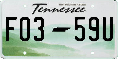 TN license plate F0359U