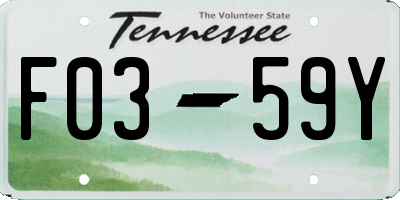 TN license plate F0359Y