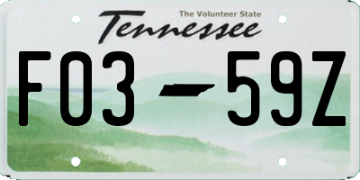 TN license plate F0359Z