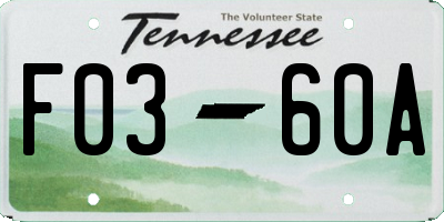 TN license plate F0360A