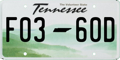 TN license plate F0360D