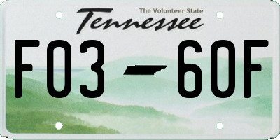 TN license plate F0360F