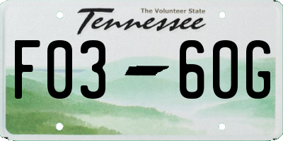 TN license plate F0360G
