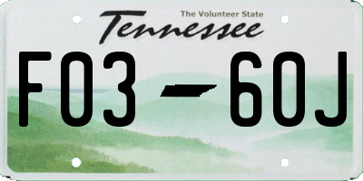 TN license plate F0360J
