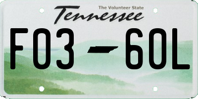 TN license plate F0360L