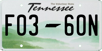 TN license plate F0360N