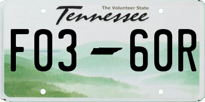 TN license plate F0360R