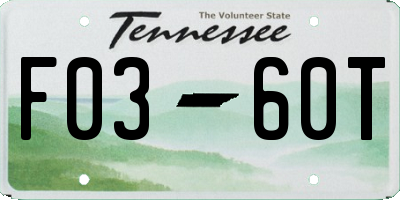 TN license plate F0360T