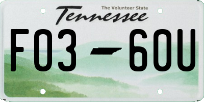 TN license plate F0360U