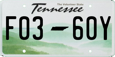 TN license plate F0360Y