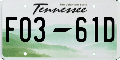 TN license plate F0361D