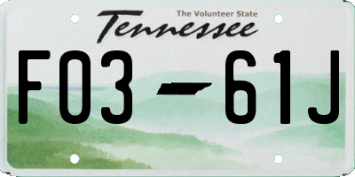 TN license plate F0361J