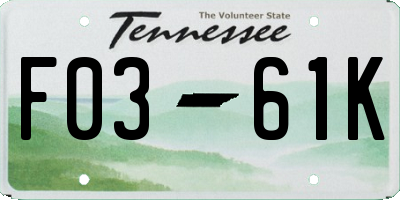 TN license plate F0361K
