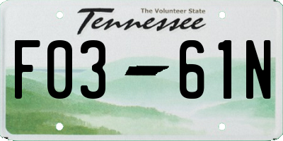 TN license plate F0361N