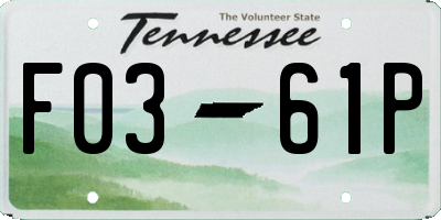 TN license plate F0361P