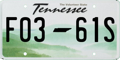 TN license plate F0361S