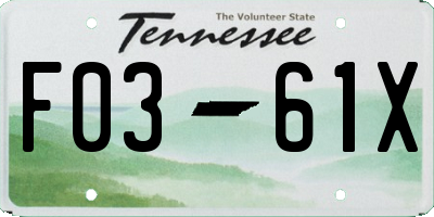 TN license plate F0361X