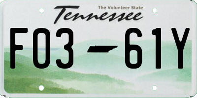 TN license plate F0361Y