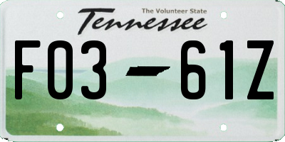 TN license plate F0361Z