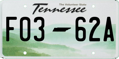 TN license plate F0362A