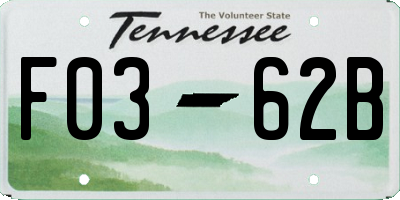 TN license plate F0362B