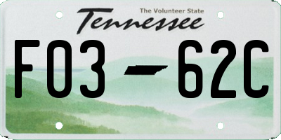 TN license plate F0362C