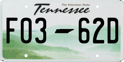 TN license plate F0362D