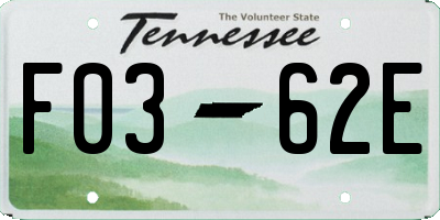TN license plate F0362E