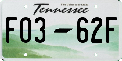 TN license plate F0362F