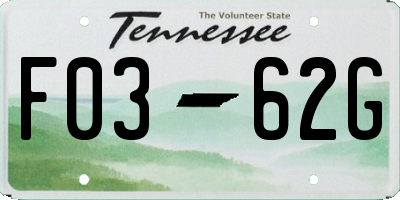 TN license plate F0362G