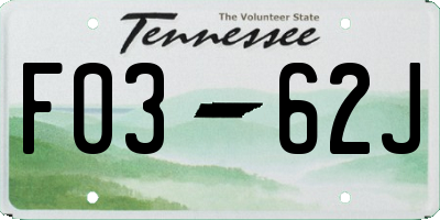 TN license plate F0362J