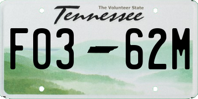 TN license plate F0362M