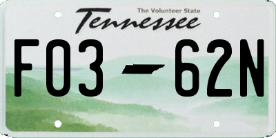 TN license plate F0362N