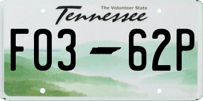 TN license plate F0362P