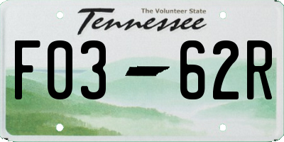 TN license plate F0362R