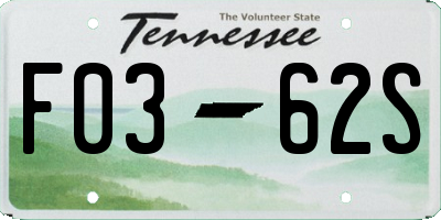 TN license plate F0362S