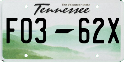 TN license plate F0362X
