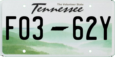 TN license plate F0362Y