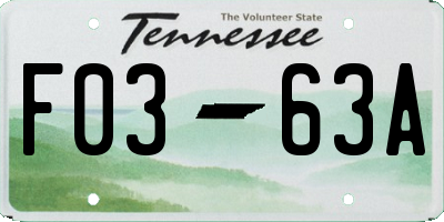 TN license plate F0363A