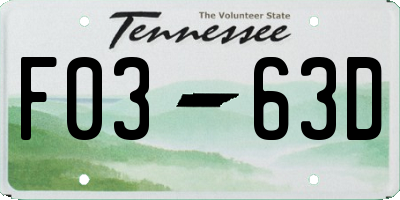 TN license plate F0363D