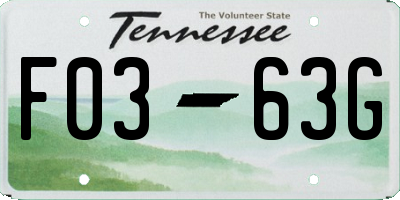 TN license plate F0363G